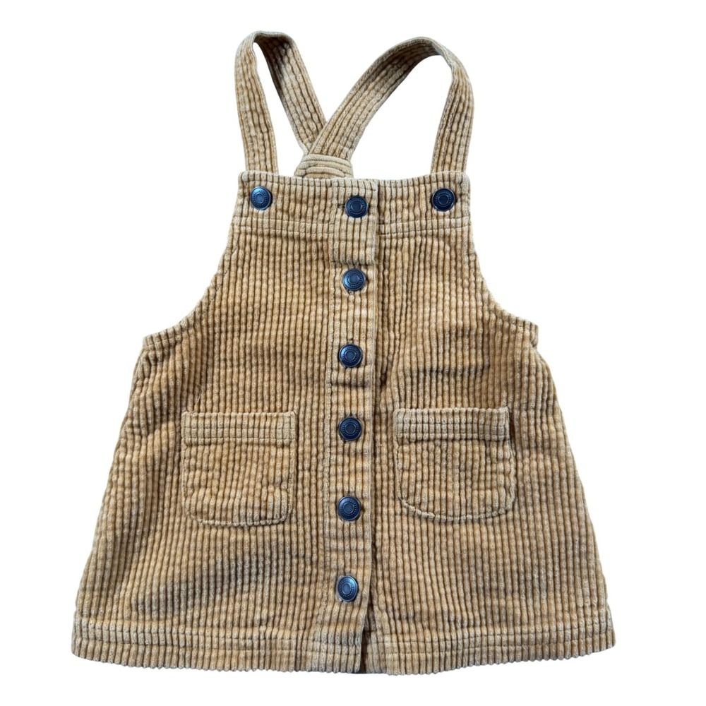 Max Studio Kids Tan Corduroy Jumper Dress Button Front Pinafore 12 months Girls
